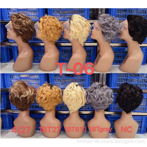 Whosale Pixie T Lace Frontal Curly Lace Frontal Wig  Human Hair Wig  Short Pixie Cut Human Hair Cuticle Aligned Human Hair Wig